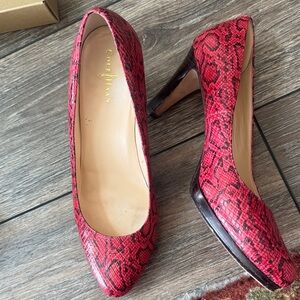 Cole Haan Red Snakeskin-Print High Heel Pumps